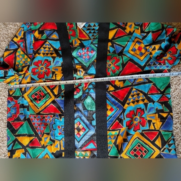 Lady Carol Of New York Vintage Geometric Open Front Blazer Jacket Size 14 - Picture 9 of 10